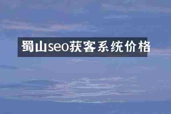 蜀山seo获客系统价格