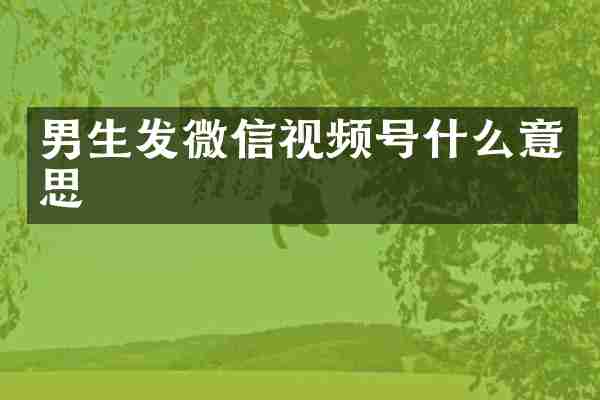 男生发微信视频号什么意思