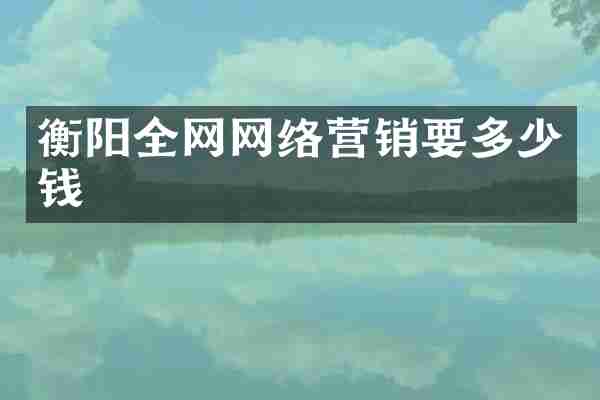 衡阳全网网络营销要多少钱