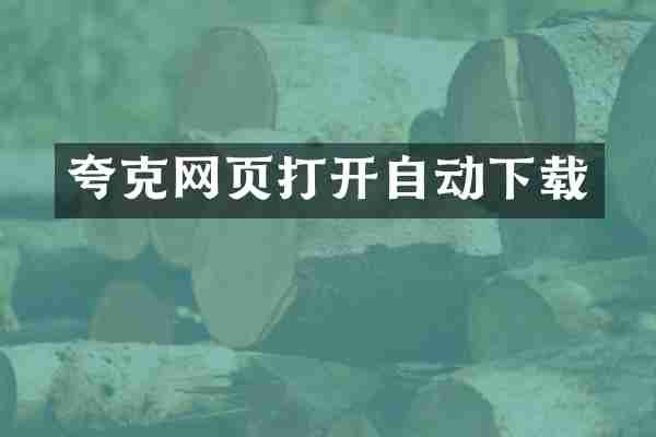 夸克网页打开自动下载