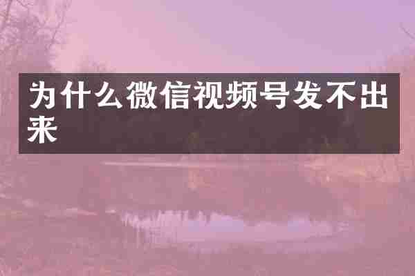 为什么微信视频号发不出来