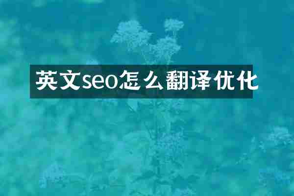 英文seo怎么翻译优化