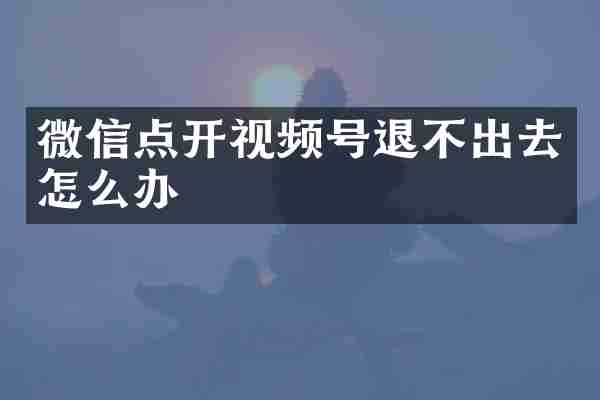 微信点开视频号退不出去怎么办