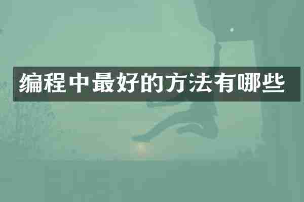 编程中最好的方法有哪些