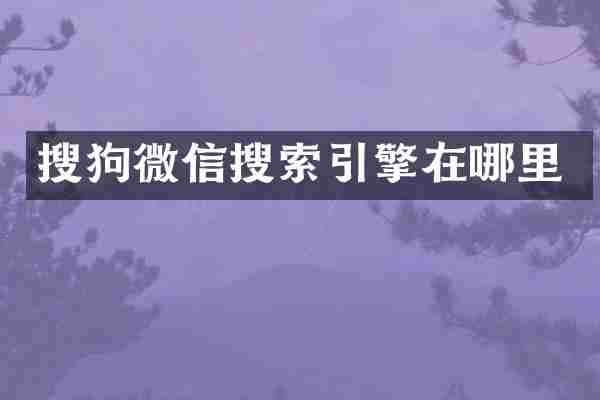 搜狗微信搜索引擎在哪里