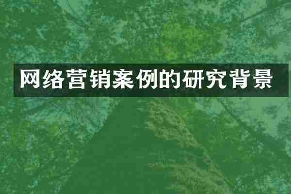 网络营销案例的研究背景