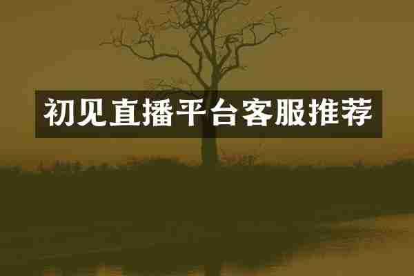 初见直播平台客服推荐
