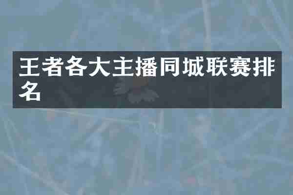 王者各大主播同城联赛排名