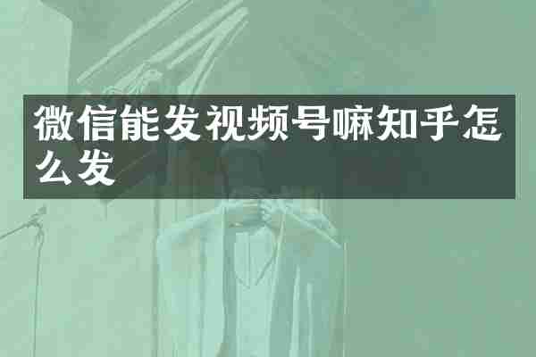 微信能发视频号嘛知乎怎么发