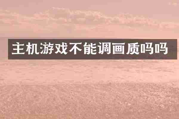 主机游戏不能调画质吗吗