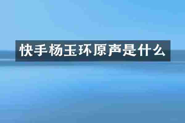 快手杨玉环原声是什么