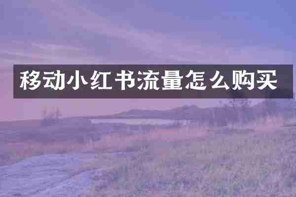 移动小红书流量怎么购买