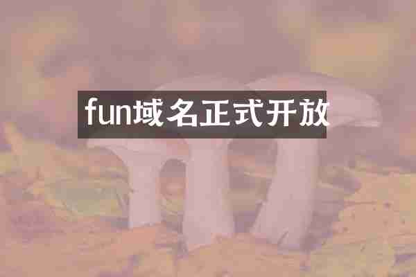 fun域名正式开放