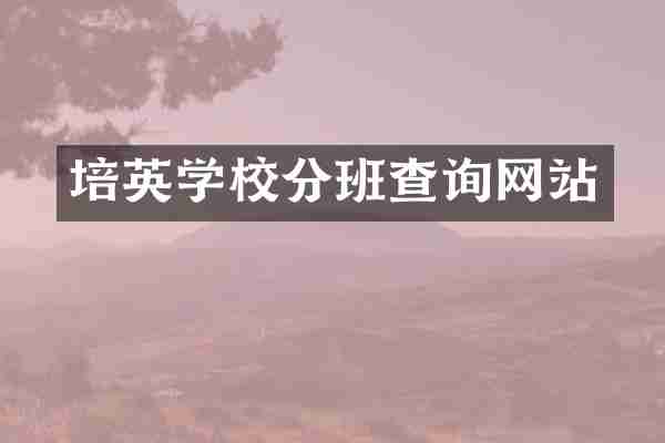 培英学校分班查询网站