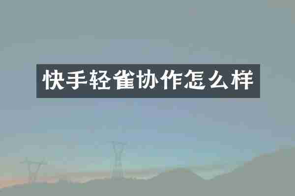 快手轻雀协作怎么样