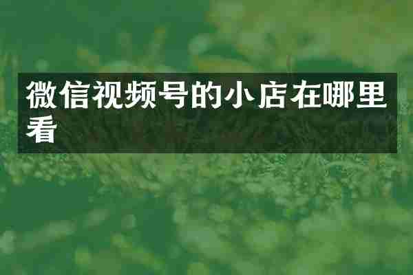 微信视频号的小店在哪里看