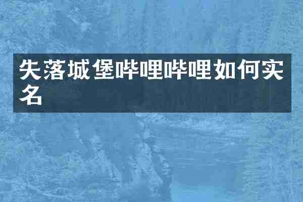 失落城堡哔哩哔哩如何实名