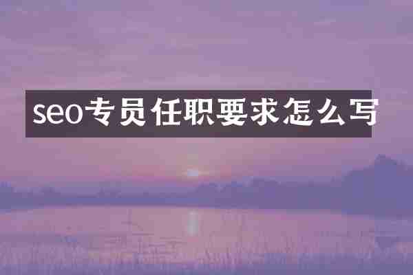 seo专员任职要求怎么写