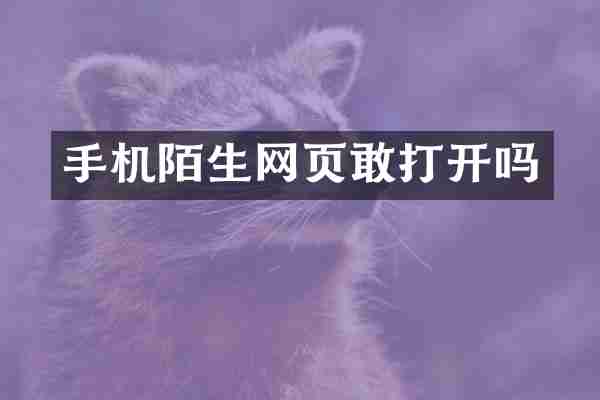 手机陌生网页敢打开吗