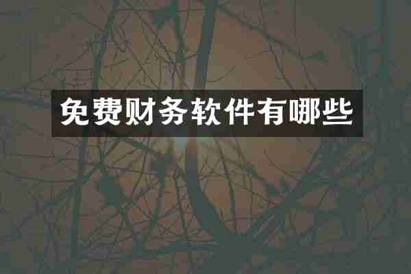 免费财务软件有哪些