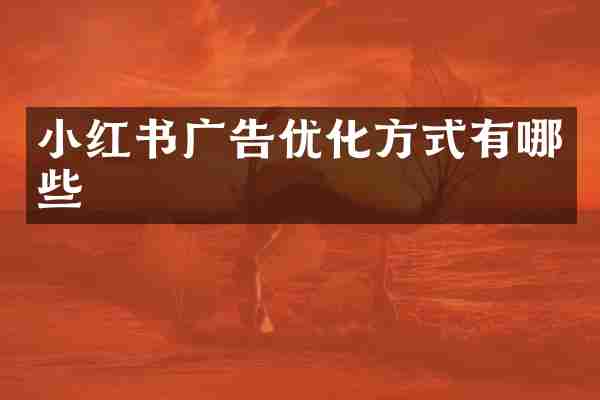 小红书广告优化方式有哪些