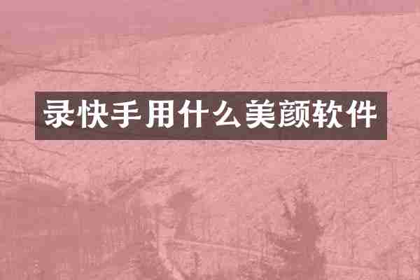 录快手用什么美颜软件