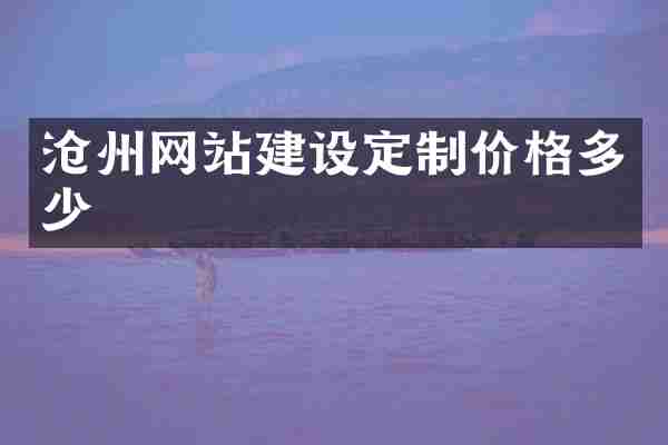 沧州网站建设定制价格多少