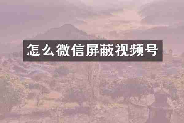 怎么微信屏蔽视频号