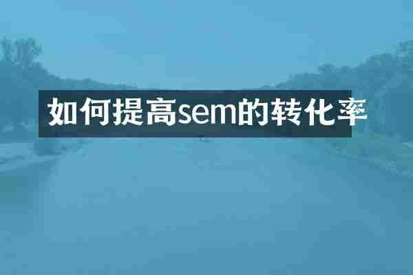 如何提高sem的转化率