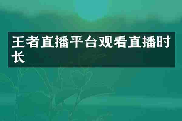 王者直播平台观看直播时长