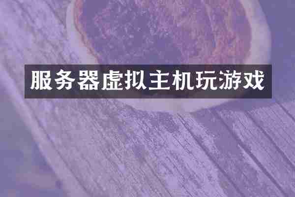 服务器虚拟主机玩游戏