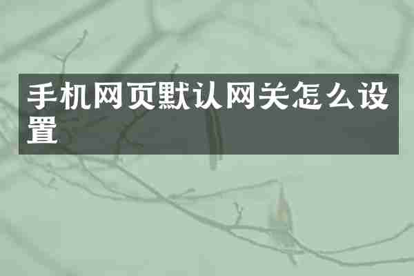 手机网页默认网关怎么设置