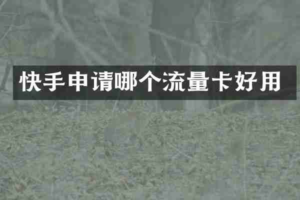 快手申请哪个流量卡好用