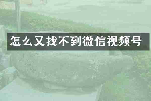 怎么又找不到微信视频号