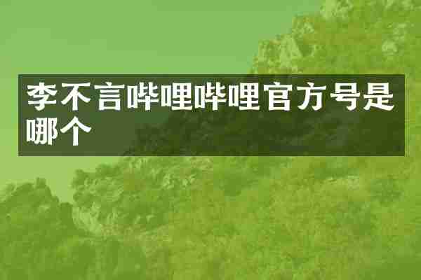 李不言哔哩哔哩官方号是哪个