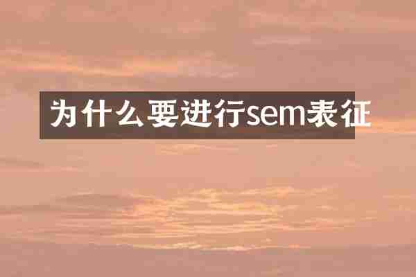 为什么要进行sem表征