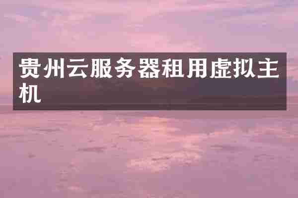 贵州云服务器租用虚拟主机