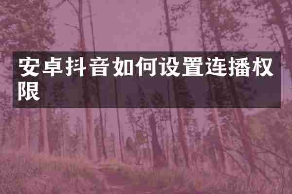 安卓抖音如何设置连播权限