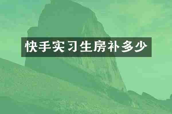 快手实习生房补多少