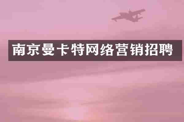 南京曼卡特网络营销招聘