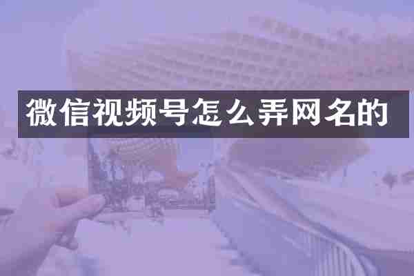 微信视频号怎么弄网名的