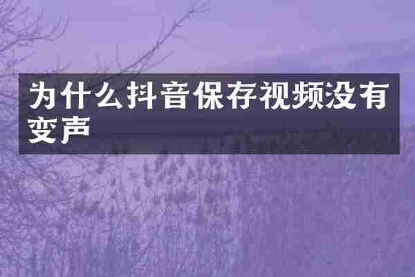 为什么抖音保存视频没有变声