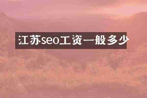 江苏seo工资一般多少