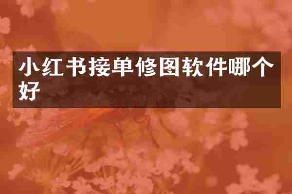 小红书接单修图软件哪个好