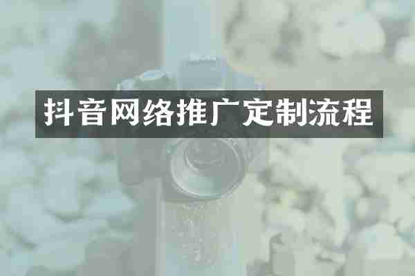 抖音网络推广定制流程