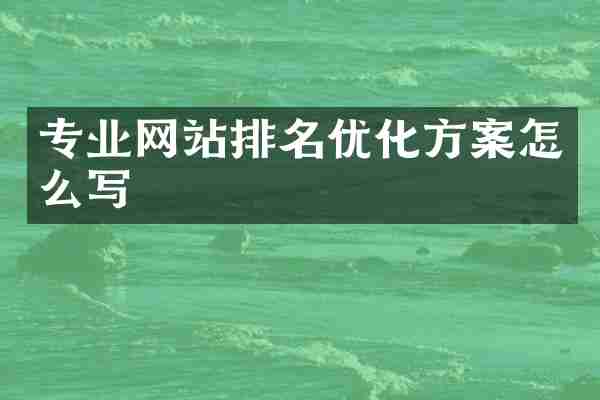 专业网站排名优化方案怎么写