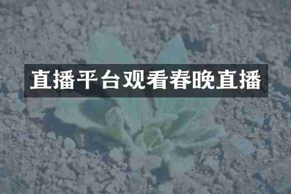 直播平台观看春晚直播