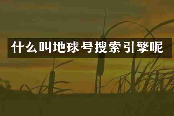 什么叫地球号搜索引擎呢
