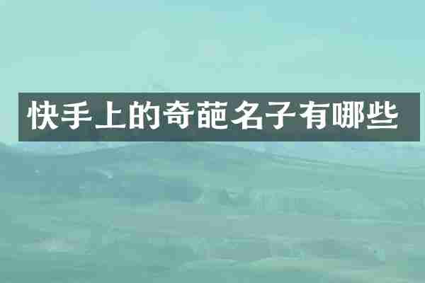 快手上的奇葩名子有哪些