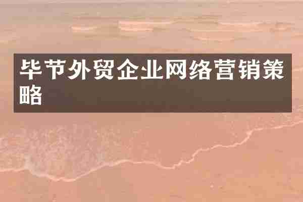 毕节外贸企业网络营销策略